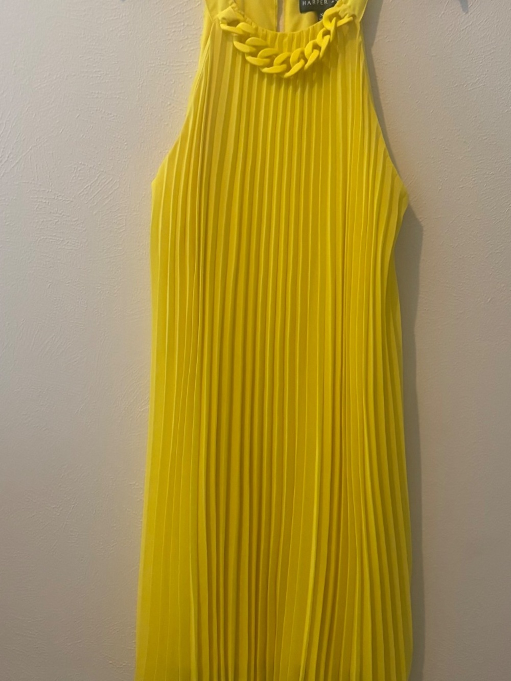 Harper 241 Women's Yellow Midi Dress w/Yellow Chain Across Neckline - Size XL